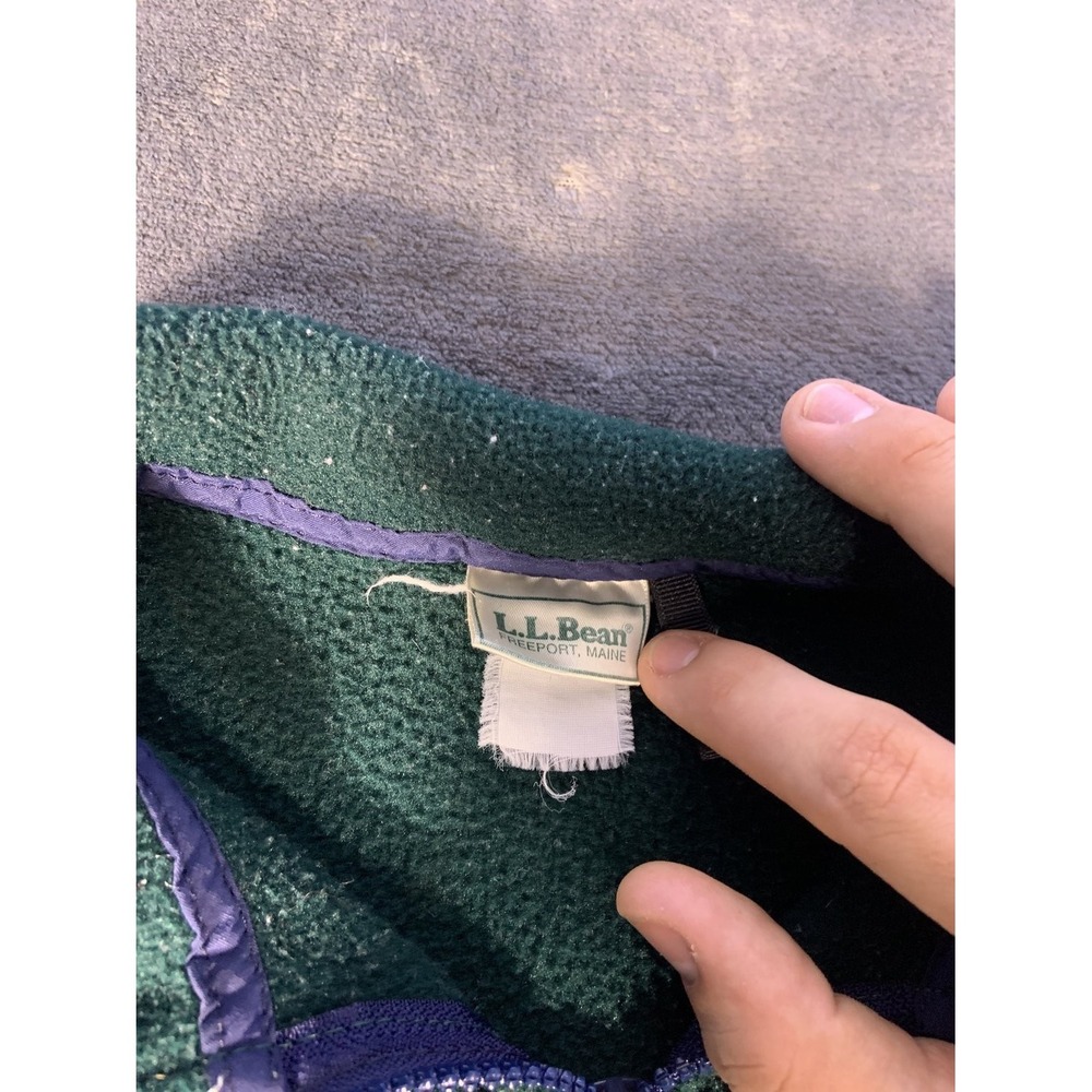 Vintage L.L. Bean Synchilla Snap-T Fleece Jacket Full Zip 90s Green Mens M L - Picture 3 of 6